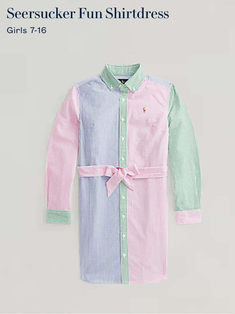Ralph Lauren Striped Seersucker Fun Shirtdress Size 16